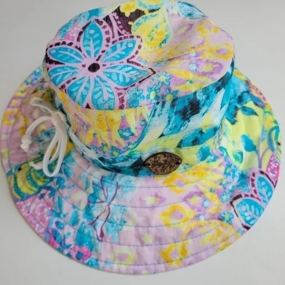 Panama jack women's floral bucket hat one size 100% cotton pre-owned - Picture 8 of 8